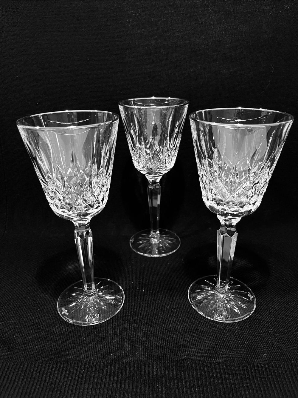 Waterford Platinum Lismore Tall Wine Crystal Glasses Set of 3